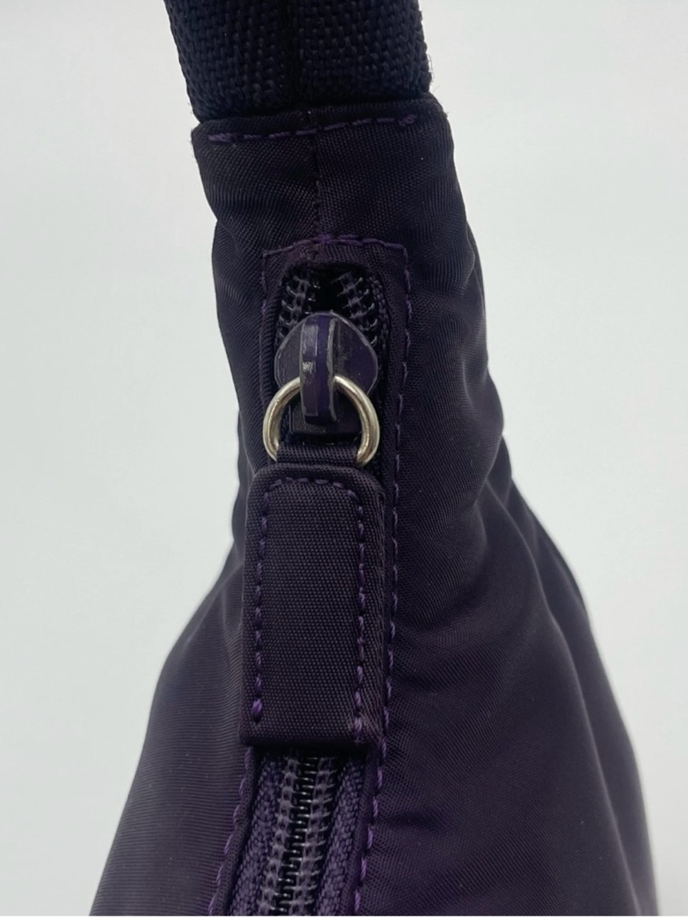 Prada Deep Purple Nylon Shoulder Bag with Triangle Logo y2k - Picture 11 of 15